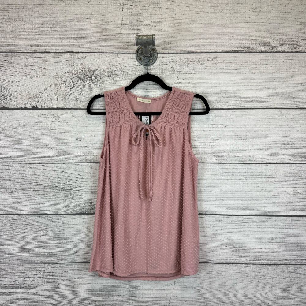 Reborn J Women's Dusty Pink Dotted Textured Sleeveless Summer Tank Size Large